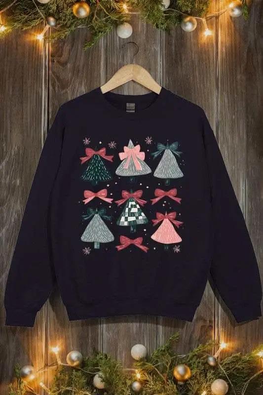 Coquette Christmas Tree Graphic Fleece Sweatshirts - Love Salve